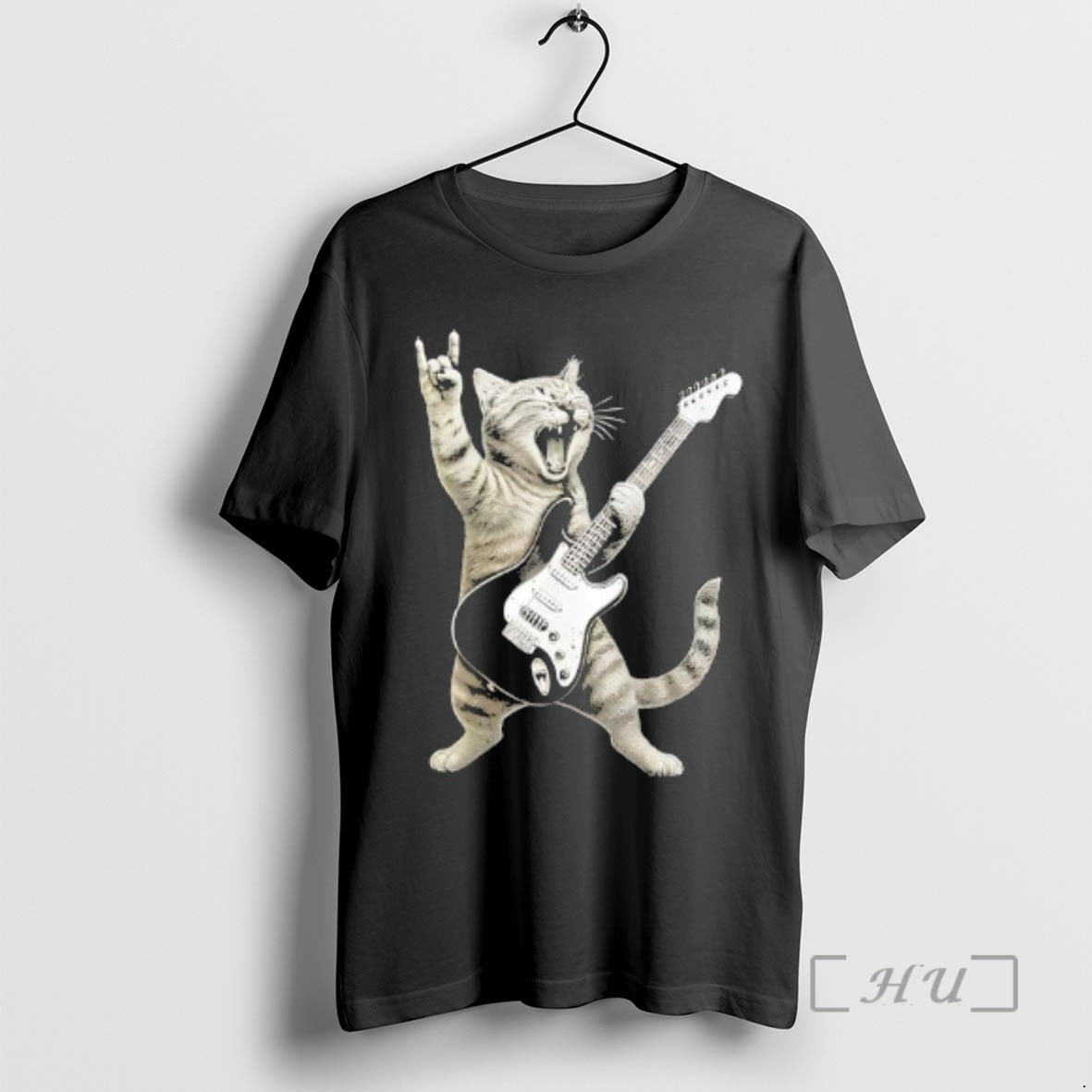 Officials Funny Cat Playing Guitar Rock And Roll - Adult & Kids T-Shirts, Sweatshirts & Hoodies apparel design preview 1