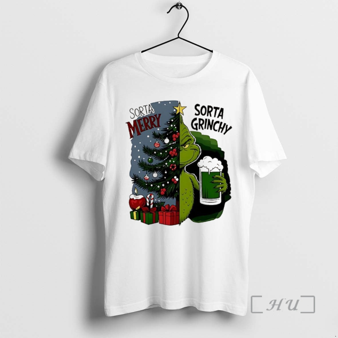 Officials Grinch Half Tree Sorta Merry Grinchy - Adult & Kids T-Shirts, Sweatshirts & Hoodies apparel design preview 1
