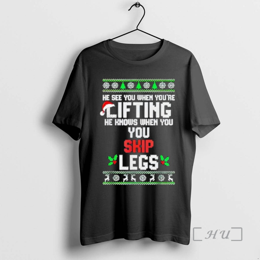 Officials He Sees You When Youre Lifting Knows Skip - Adult & Kids T-Shirts, Sweatshirts & Hoodies apparel design preview 1