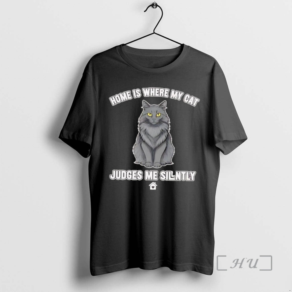 Officials Home Is Where My Cat Judges Me Silently - Adult & Kids T-Shirts, Sweatshirts & Hoodies apparel design preview 1