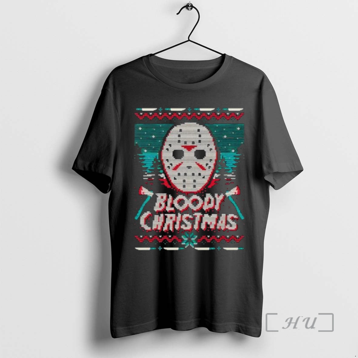 Officials Jason Voorhees Mask Bloody Ugly Christmas - Adult & Kids T-Shirts, Sweatshirts & Hoodies apparel design preview 1