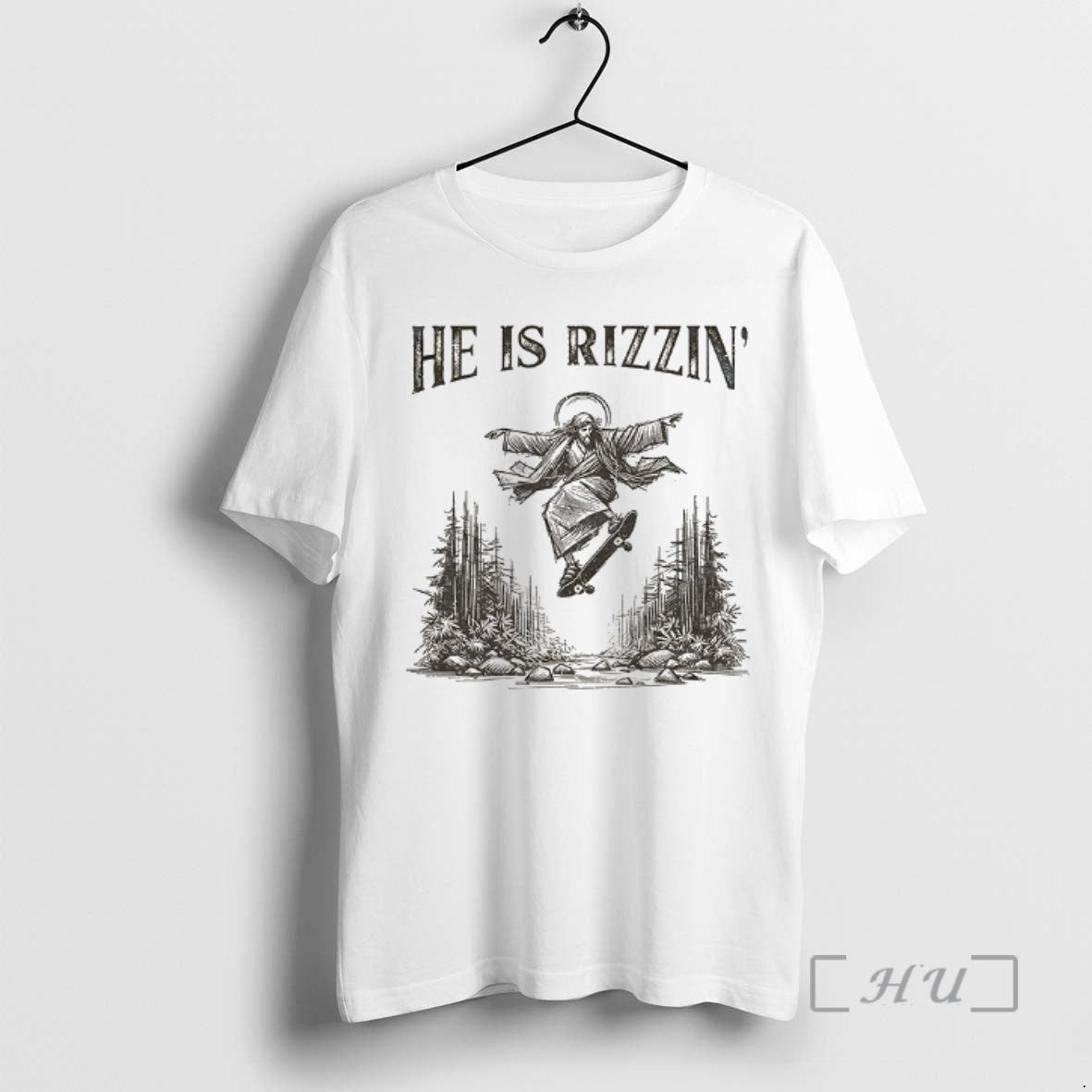 Officials Jesus Skateboarding He Is Rizzin Vintage - Adult & Kids T-Shirts, Sweatshirts & Hoodies apparel design preview 1
