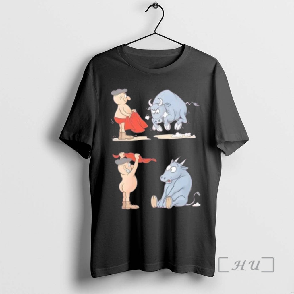 Officials Matador Bullfighter Naked Gag Cartoon - Adult & Kids T-Shirts, Sweatshirts & Hoodies apparel design preview 1