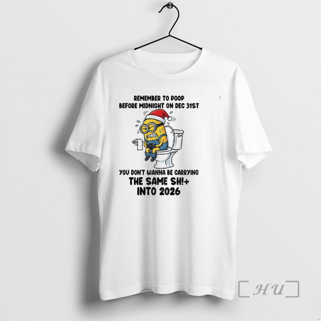 Officials Minion Santa Hat Remember To Poop Before - Adult & Kids T-Shirts, Sweatshirts & Hoodies apparel design preview 1