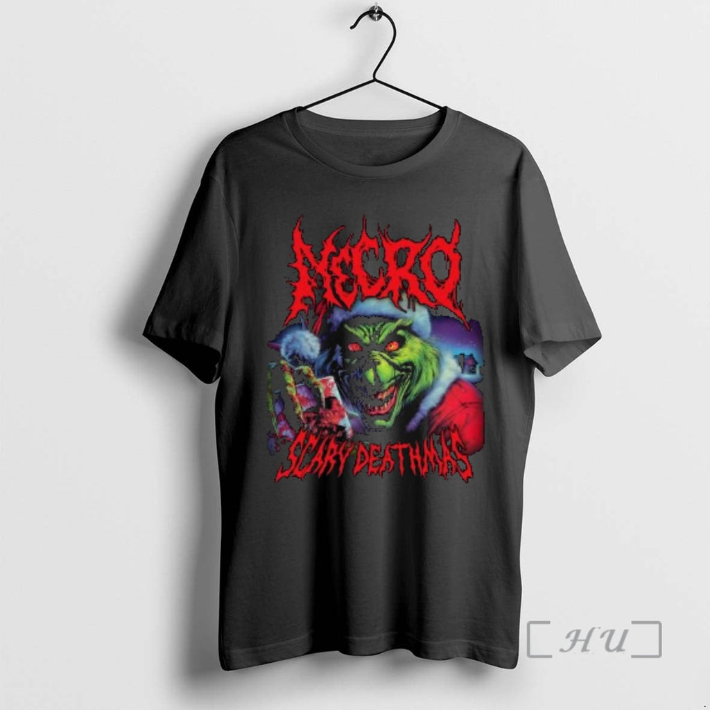 Officials Necro Grinch Scary Deathmas Circle Black - Adult & Kids T-Shirts, Sweatshirts & Hoodies apparel design preview 1
