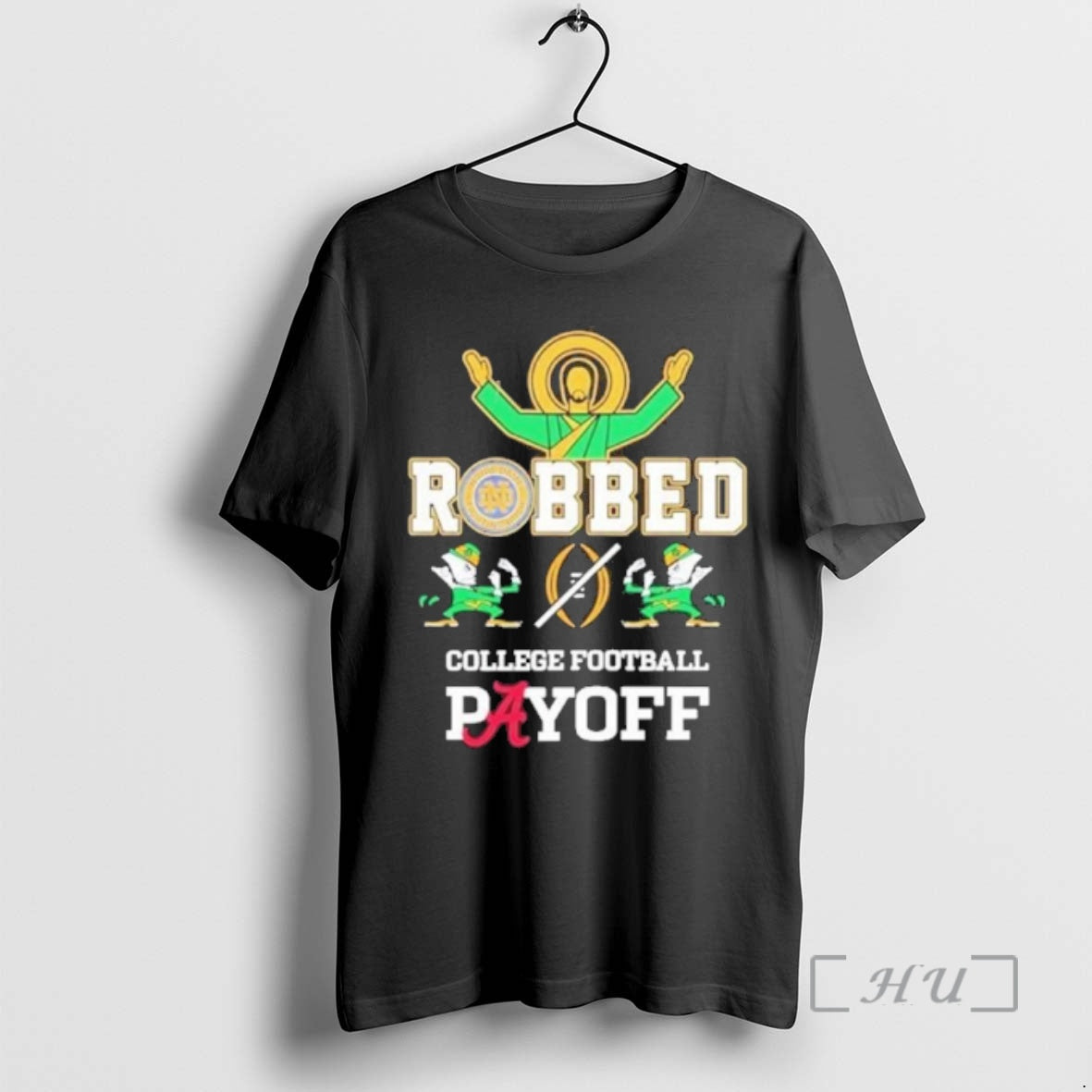 Officials Notre Dame Fighting Irish Jesus Robbed - Adult & Kids T-Shirts, Sweatshirts & Hoodies apparel design preview 1
