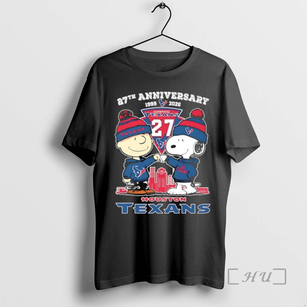 Officials Peanuts X Houston Texans 1999 2026 27th - Adult & Kids T-Shirts, Sweatshirts & Hoodies apparel design preview 1