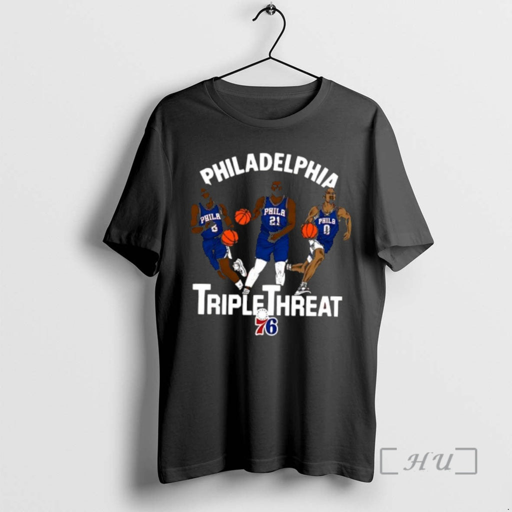 Officials Philadelphia 76ers Triple Threat Player - Adult & Kids T-Shirts, Sweatshirts & Hoodies apparel design preview 1