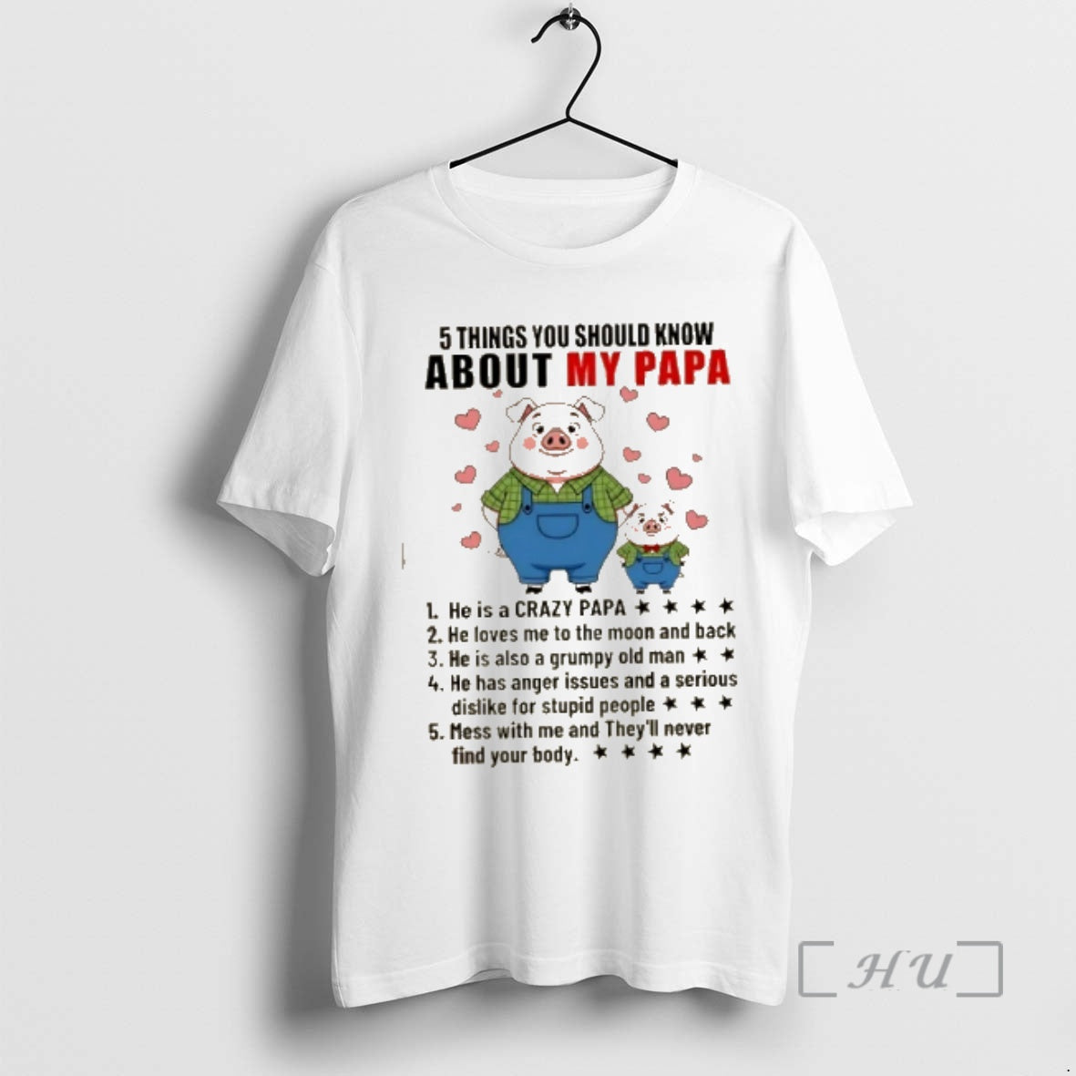 Officials Pigs 5 Things You Should Know About My Papa - Adult & Kids T-Shirts, Sweatshirts & Hoodies apparel design preview 1