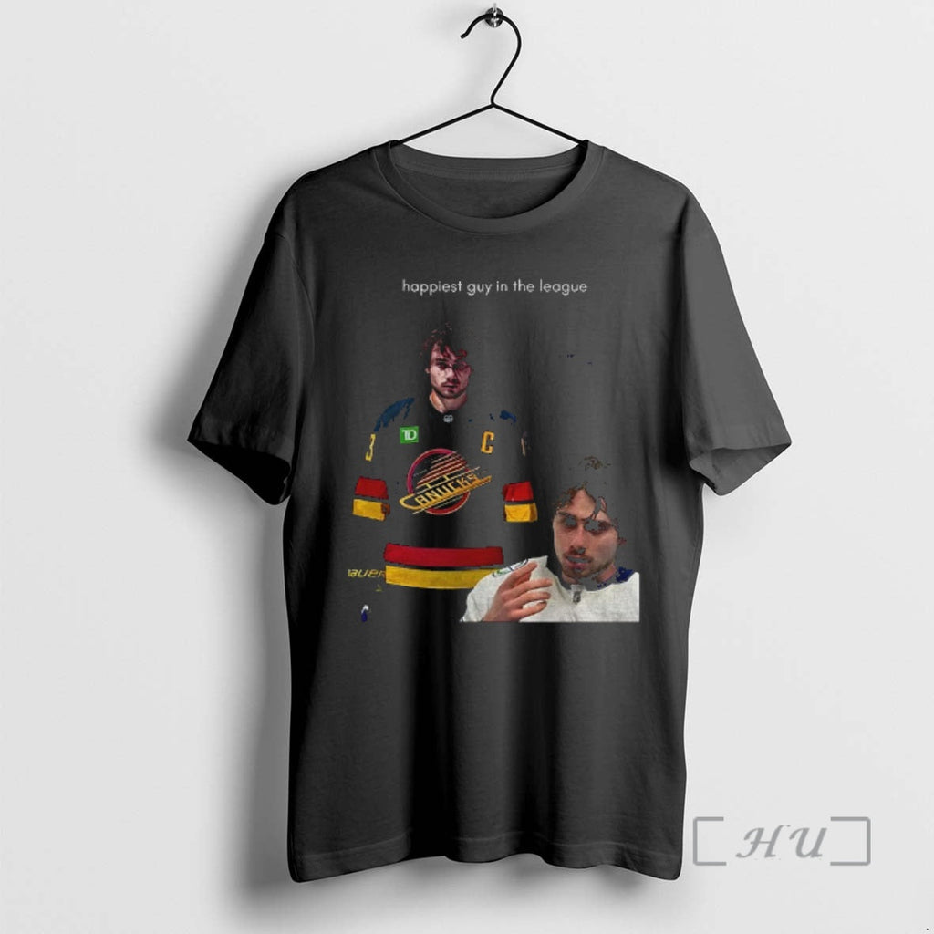 Officials Quinn Hughes Happiest Guy In The League - Adult & Kids T-Shirts, Sweatshirts & Hoodies apparel design preview 1