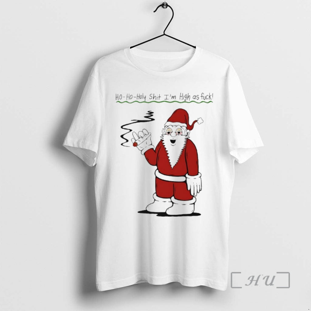 Officials Santa Cigar Ho Oho Holy Shit Im High As - Adult & Kids T-Shirts, Sweatshirts & Hoodies apparel design preview 1