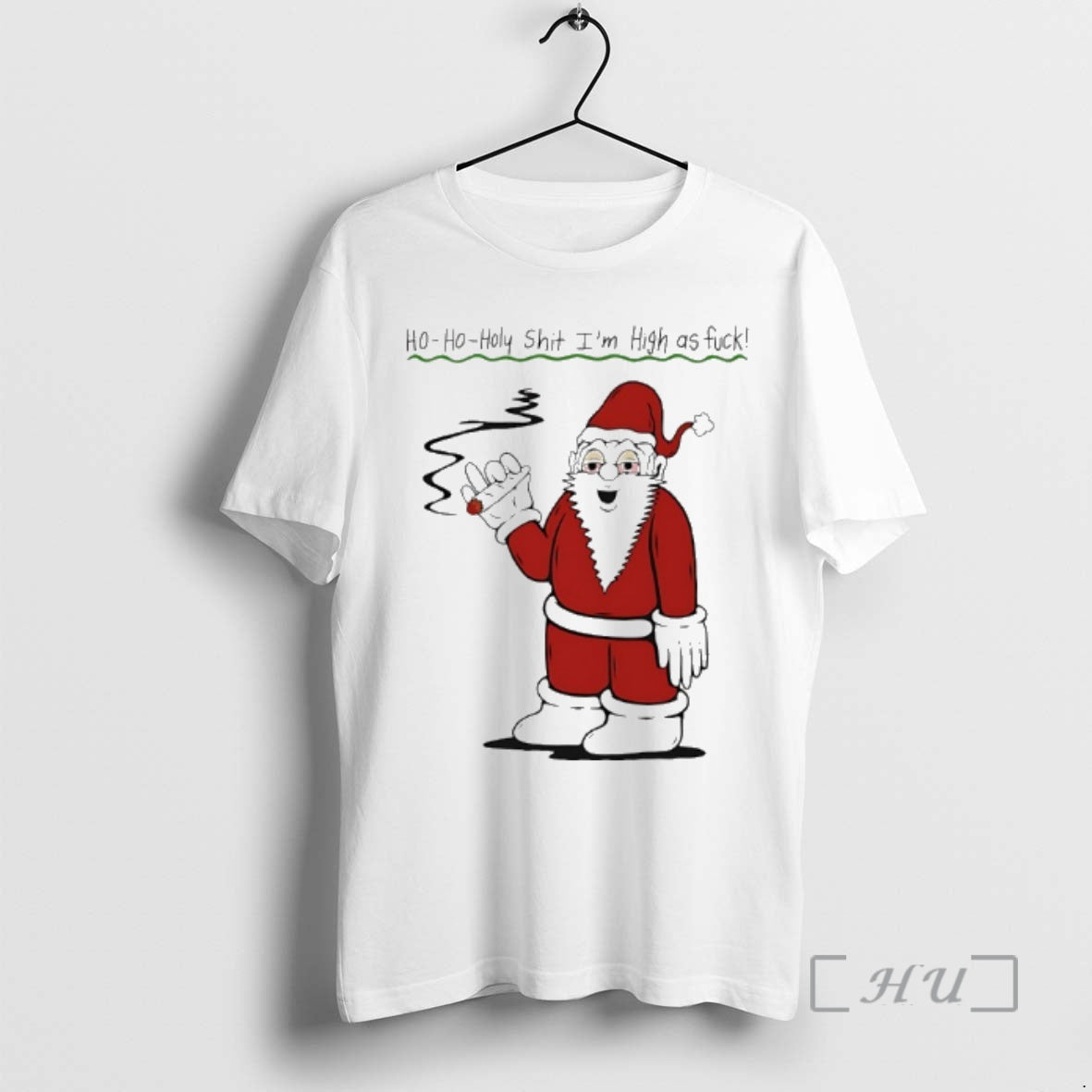 Officials Santa Cigar Ho Oho Holy Shit Im High As - Adult & Kids T-Shirts, Sweatshirts & Hoodies apparel design preview 1