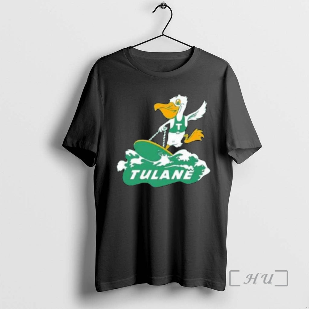 Officials Tulane Green Wave Mascot Surfboard Logo - Adult & Kids T-Shirts, Sweatshirts & Hoodies apparel design preview 1