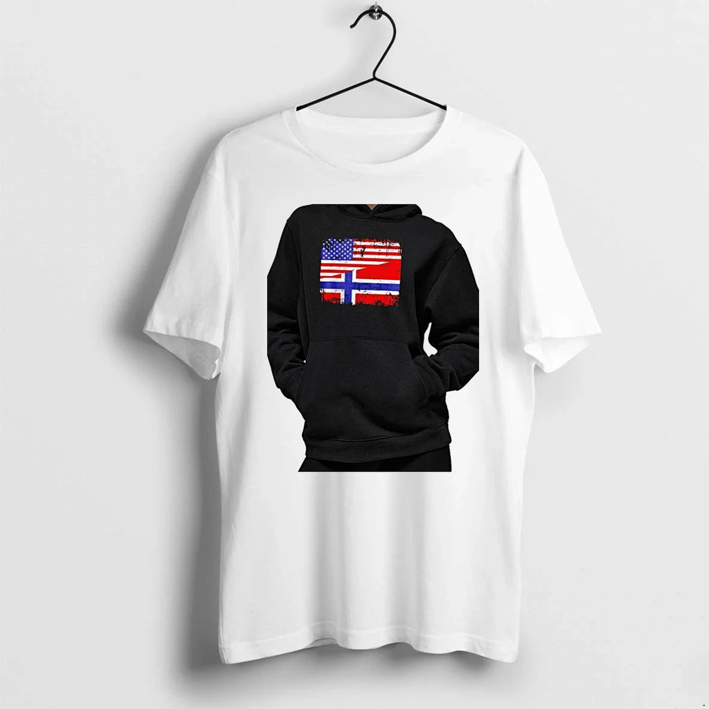 Officials United States And Norway Flags Combined - Adult & Kids T-Shirts, Sweatshirts & Hoodies apparel design preview 1