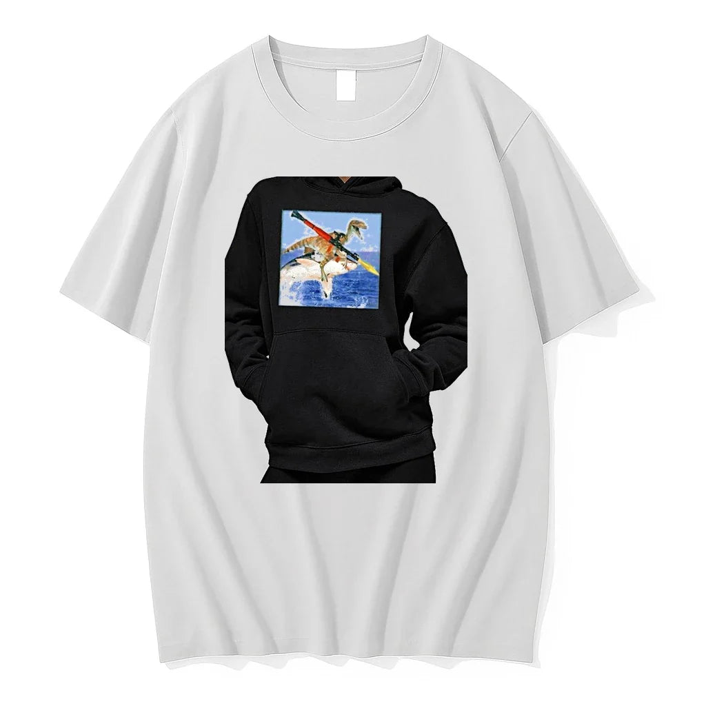 Officials Velociraptor Riding A Great White Shark - Adult & Kids T-Shirts, Sweatshirts & Hoodies apparel design preview 1
