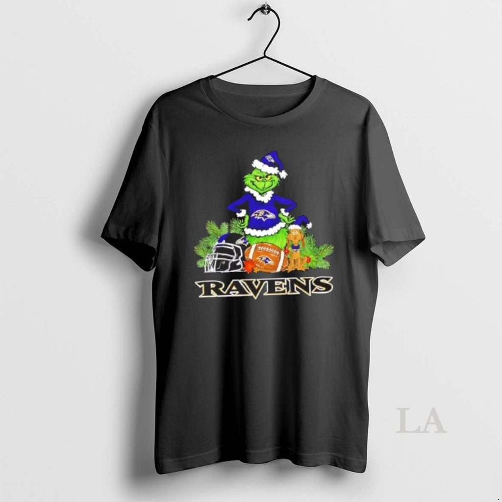 Original Baltimore Ravens Football X Grinch Merry - Adult & Kids T-Shirts, Sweatshirts & Hoodies apparel design preview 1