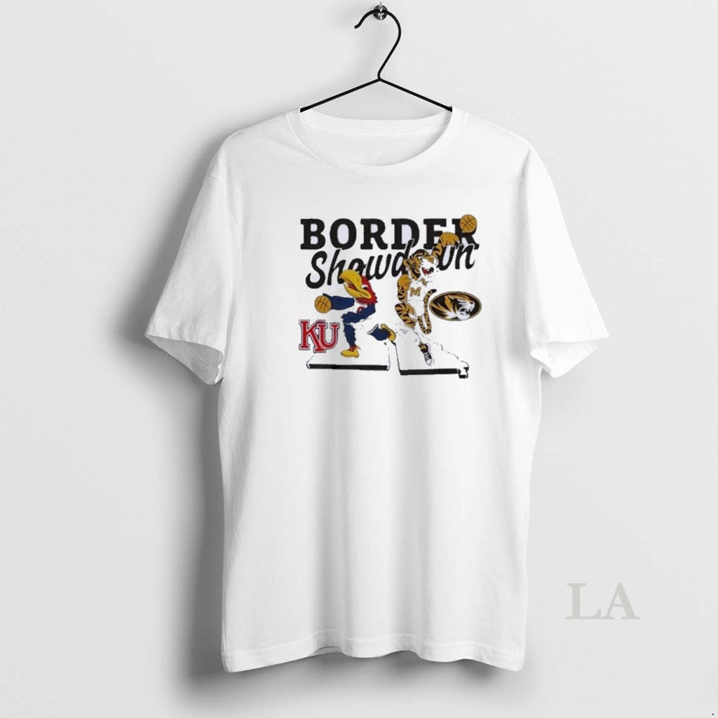 Original Basketball Border Showdown Ku Vs Mizzou 2025 - Adult & Kids T-Shirts, Sweatshirts & Hoodies apparel design preview 1
