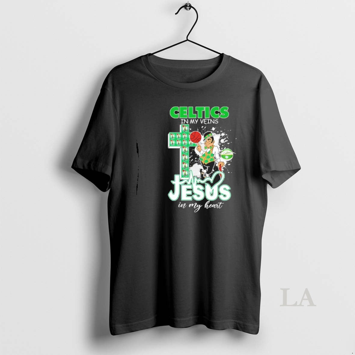 Original Boston Celtics In My Veins Jesus Heart - Adult & Kids T-Shirts, Sweatshirts & Hoodies apparel design preview 1