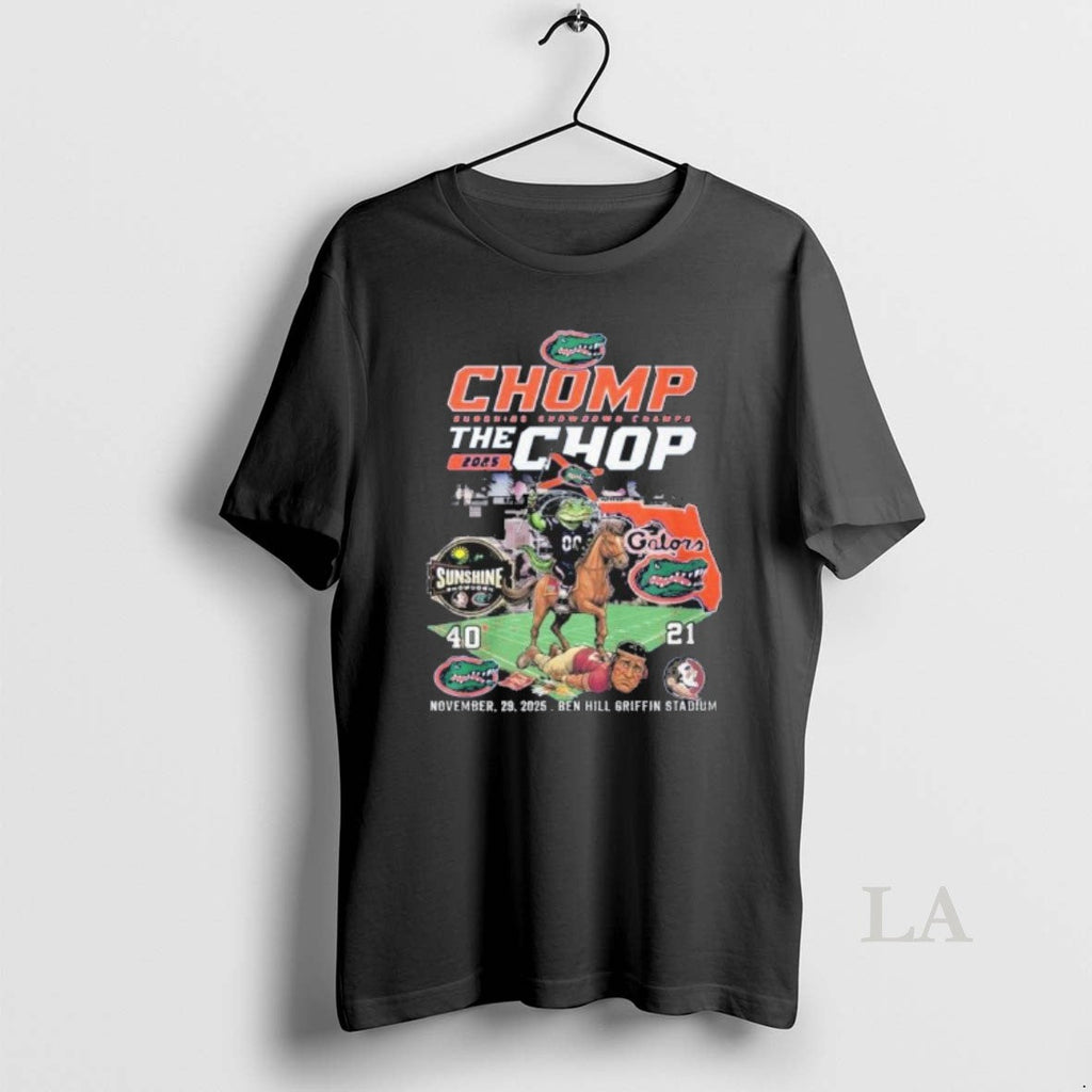 Original Chomp The Chop 2025 Florida Gators Sunshine - Adult & Kids T-Shirts, Sweatshirts & Hoodies apparel design preview 1