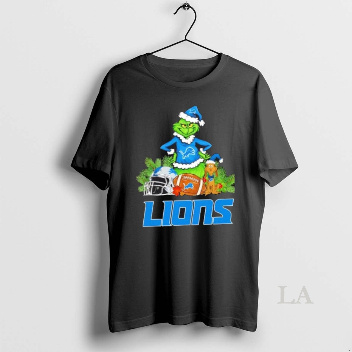 Original Detroit Lions Football X Grinch And Max Dog - Adult & Kids T-Shirts, Sweatshirts & Hoodies apparel design preview 1