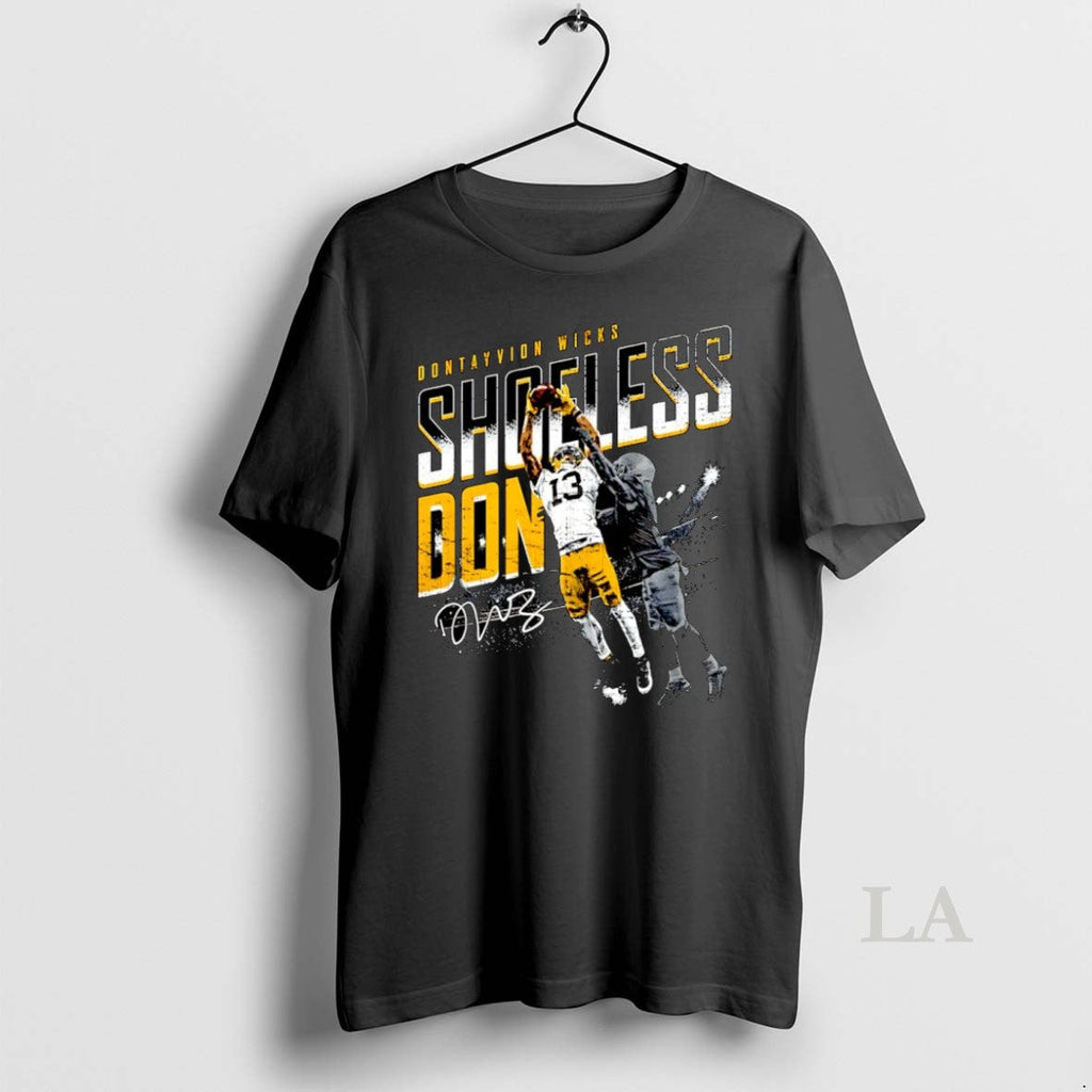 Original Dontayvion Wicks Green Bay Packers Shoeless - Adult & Kids T-Shirts, Sweatshirts & Hoodies apparel design preview 1