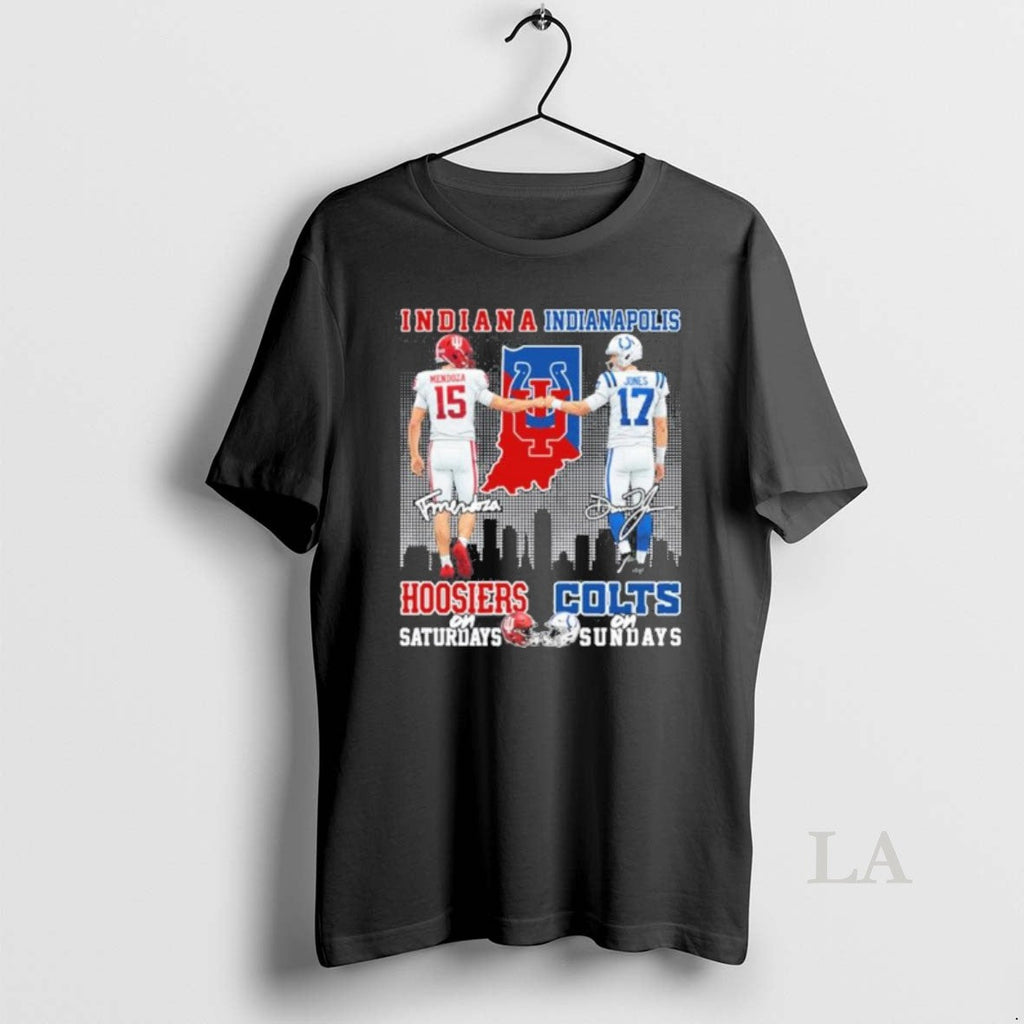 Original Fernando Mendoza Hoosiers On Saturdays And - Adult & Kids T-Shirts, Sweatshirts & Hoodies apparel design preview 1