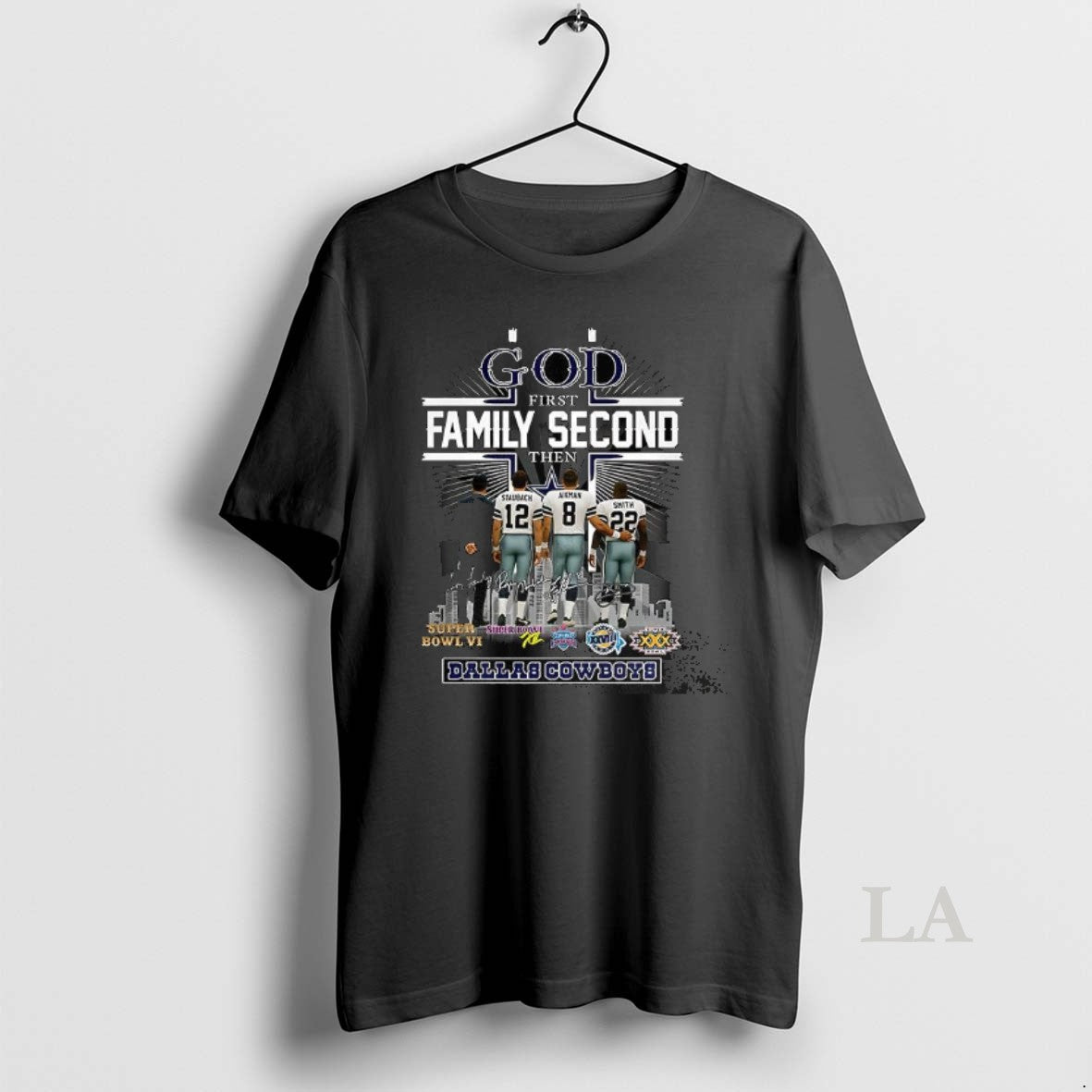 Original God First Family Second Then Dallas Cowboys - Adult & Kids T-Shirts, Sweatshirts & Hoodies apparel design preview 1