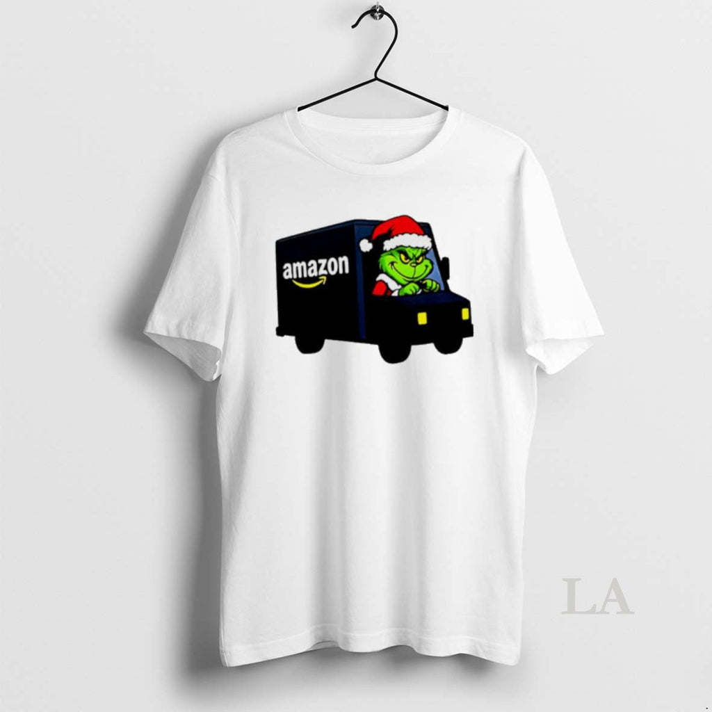 Original Grinch Santa Claus In Amazon Truck Merry - Adult & Kids T-Shirts, Sweatshirts & Hoodies apparel design preview 1