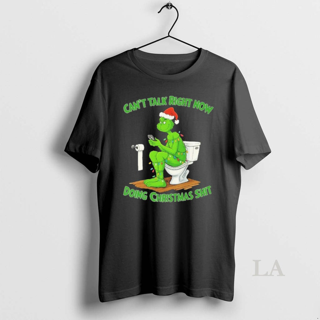 Original Grinch Santa Hat Cant Talk Right Now Doing - Adult & Kids T-Shirts, Sweatshirts & Hoodies apparel design preview 1