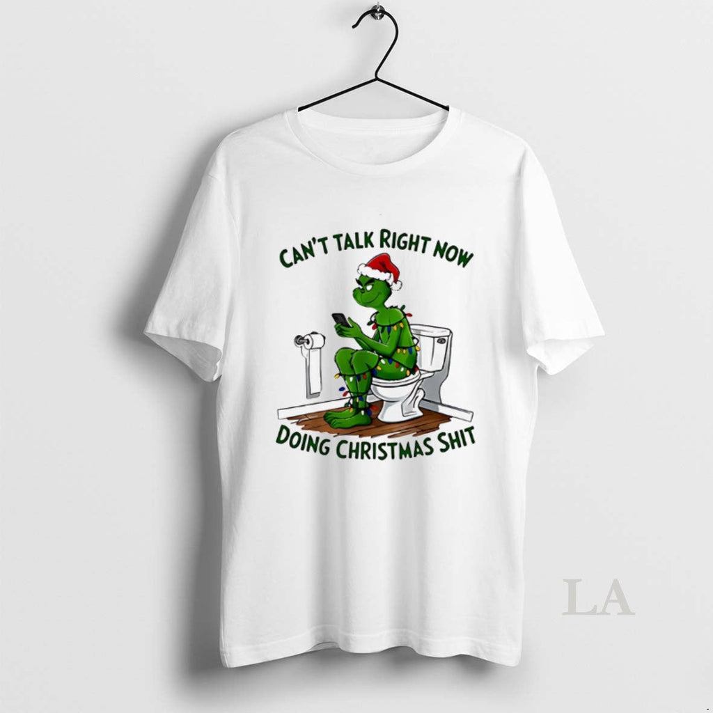 Original Grinch Cant Talk Right Now Doing Christmas - Adult & Kids T-Shirts, Sweatshirts & Hoodies apparel design preview 1