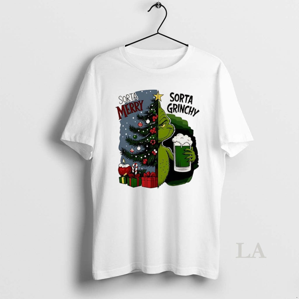 Original Grinch Half Tree Sorta Merry Grinchy - Adult & Kids T-Shirts, Sweatshirts & Hoodies apparel design preview 1