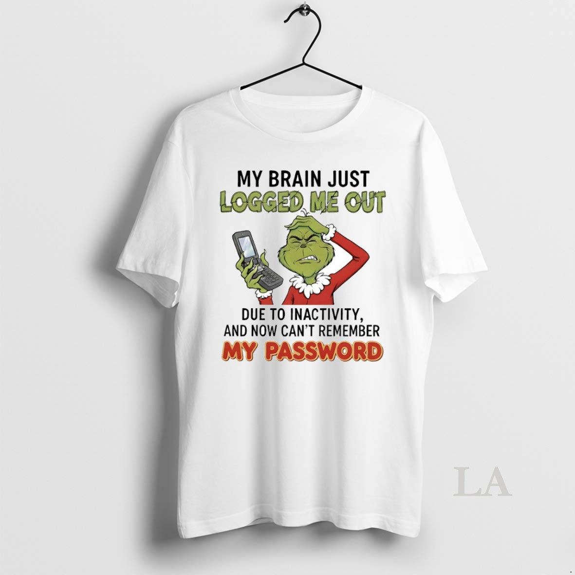 Original Grinch My Brain Just Logged Me Out Circle - Adult & Kids T-Shirts, Sweatshirts & Hoodies apparel design preview 1