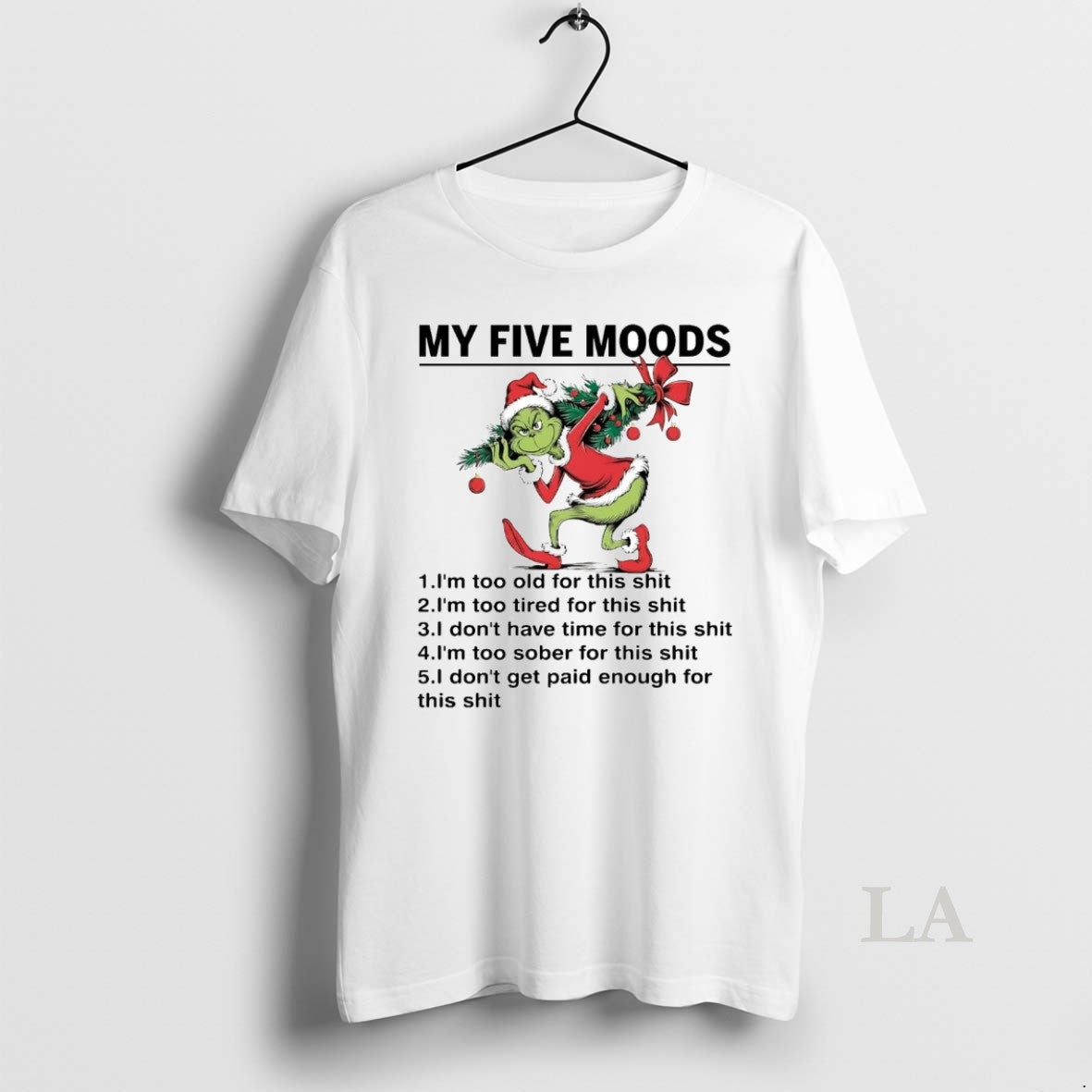 Original Grinch My Five Moods Christmas Tree - Adult & Kids T-Shirts, Sweatshirts & Hoodies apparel design preview 1