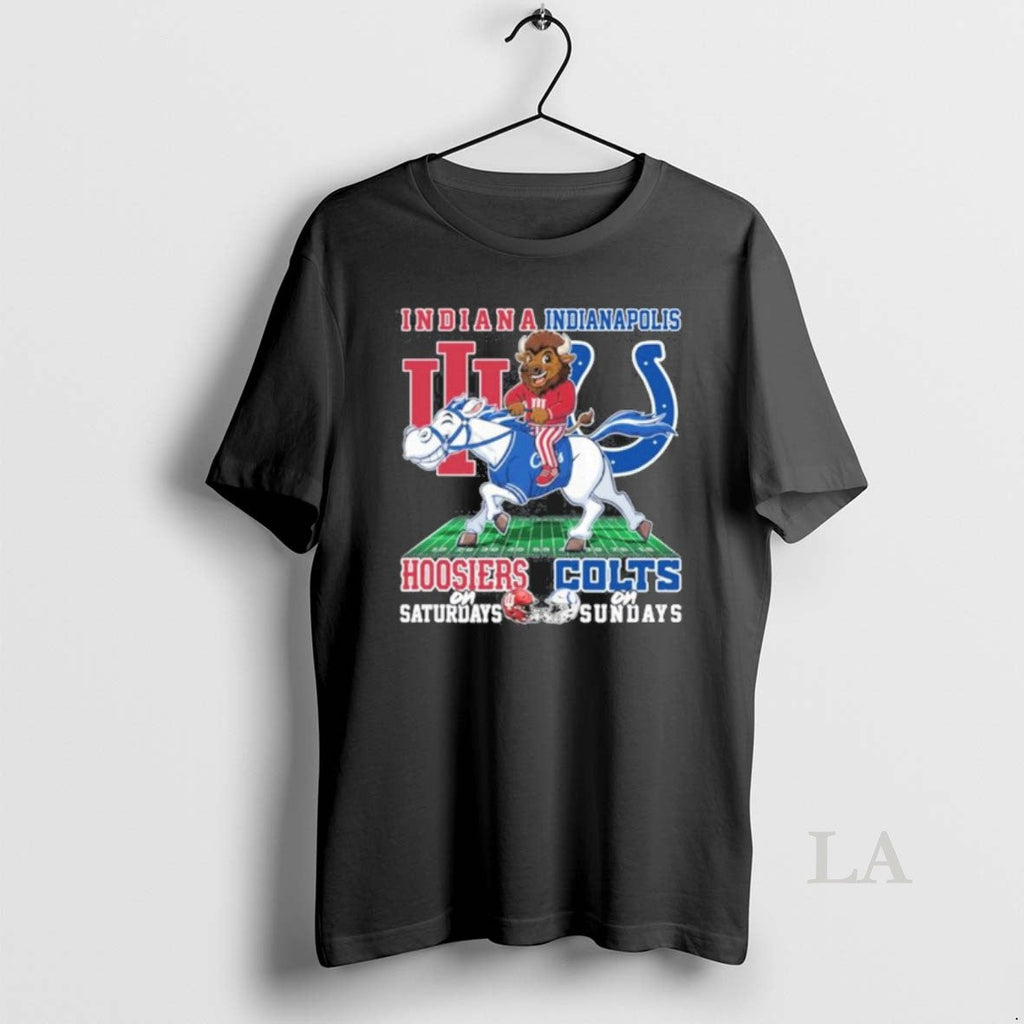 Original Hoosiers On Saturdays And Colts Sundays - Adult & Kids T-Shirts, Sweatshirts & Hoodies apparel design preview 1