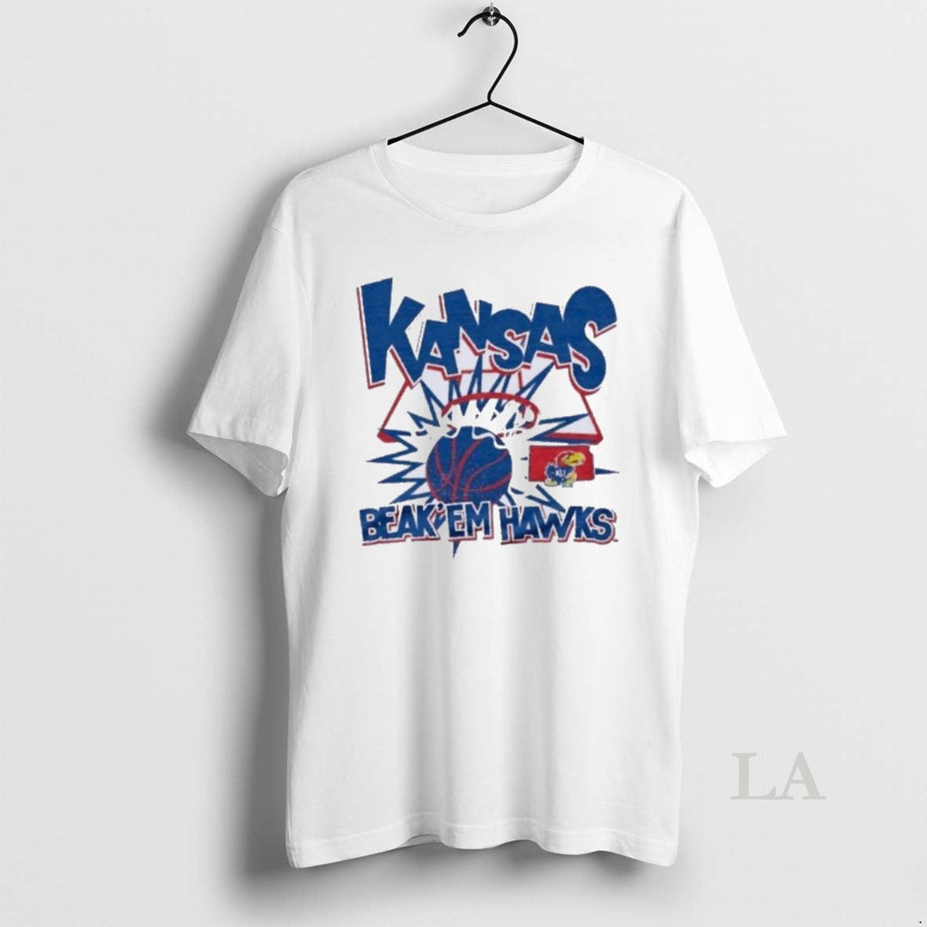 Original Kansas Basketball Slam Beak Em Hawks - Adult & Kids T-Shirts, Sweatshirts & Hoodies apparel design preview 1