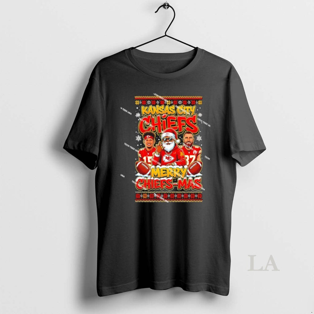 Original Kansas City Chiefs Football Merry Mas - Adult & Kids T-Shirts, Sweatshirts & Hoodies apparel design preview 1