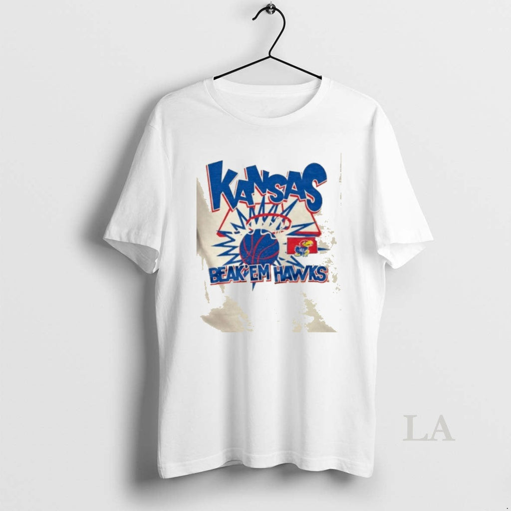 Original Kansas Jayhawks Beak Em Hawks Slam - Adult & Kids T-Shirts, Sweatshirts & Hoodies apparel design preview 1