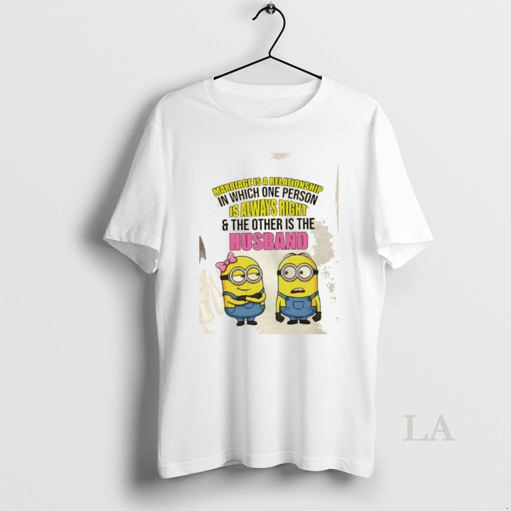 Original Minions Marriage Is A Relationship In Which - Adult & Kids T-Shirts, Sweatshirts & Hoodies apparel design preview 1