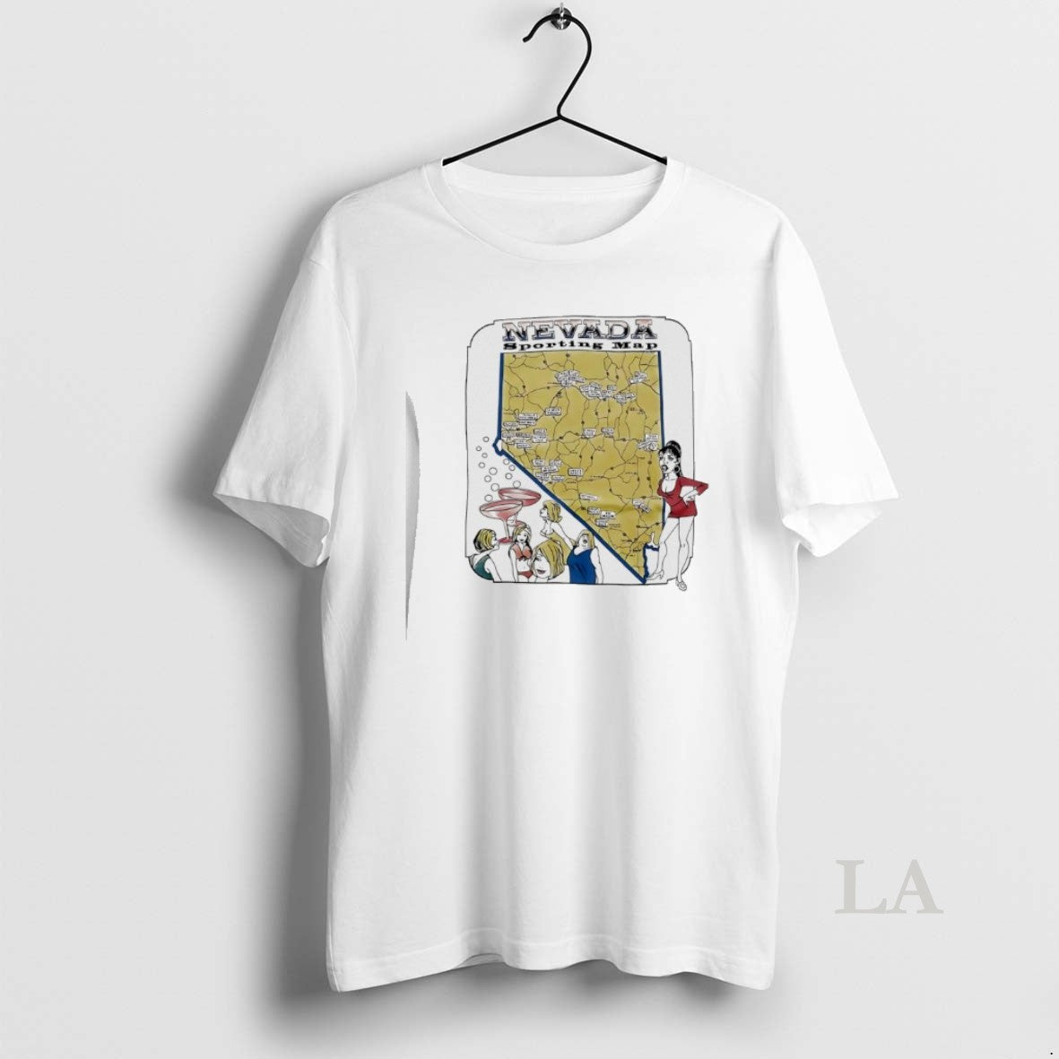Original Nevada Sporting Map Cartoon Vintage - Adult & Kids T-Shirts, Sweatshirts & Hoodies apparel design preview 1