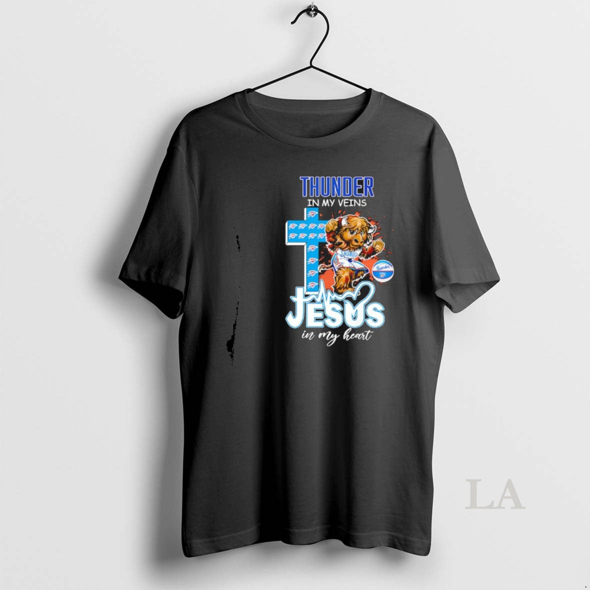 Original Oklahoma City Thunder In My Veins Jesus - Adult & Kids T-Shirts, Sweatshirts & Hoodies apparel design preview 1
