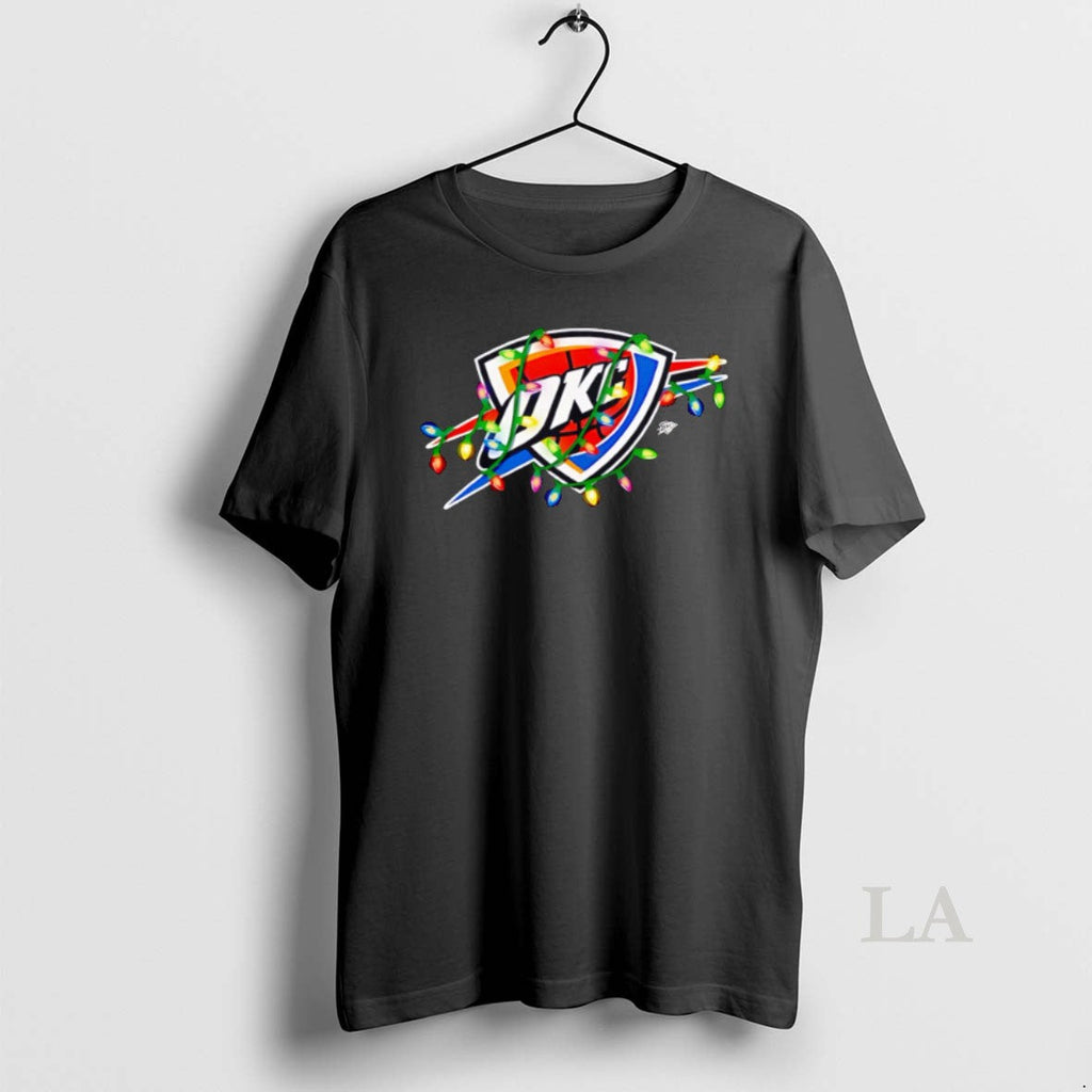 Original Oklahoma City Thunder Logo Lights Merry - Adult & Kids T-Shirts, Sweatshirts & Hoodies apparel design preview 1