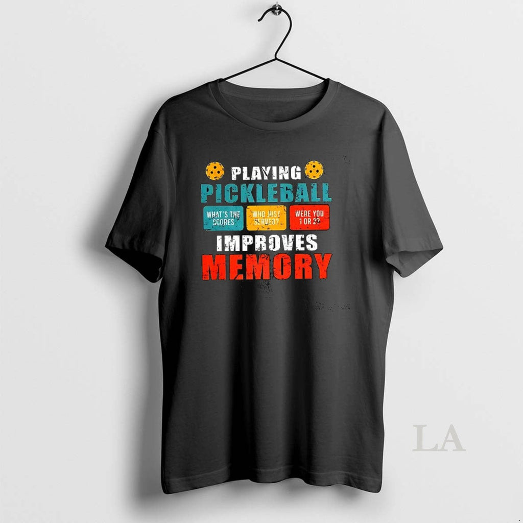 Original Playing Pickleball Improves Memory Whats The - Adult & Kids T-Shirts, Sweatshirts & Hoodies apparel design preview 1