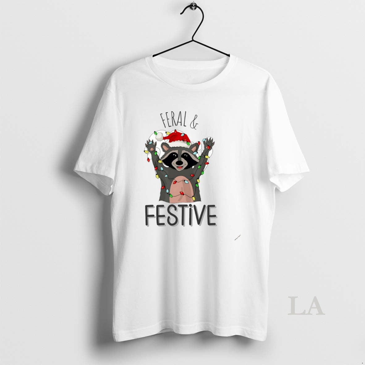 Original Raccoon Feral And Festive Christmas Lights - Adult & Kids T-Shirts, Sweatshirts & Hoodies apparel design preview 1