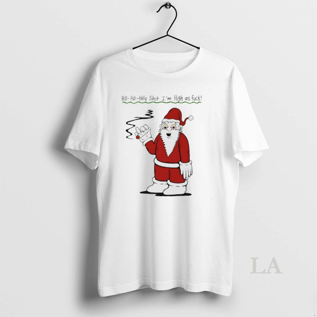 Original Santa Cigar Ho Oho Holy Shit Im High As Fuck - Adult & Kids T-Shirts, Sweatshirts & Hoodies apparel design preview 1