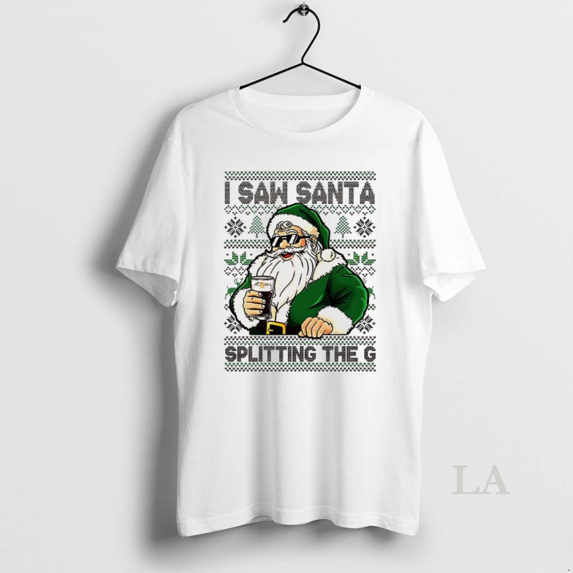 Original Santa Drinking Beer I Saw Splitting The G - Adult & Kids T-Shirts, Sweatshirts & Hoodies apparel design preview 1