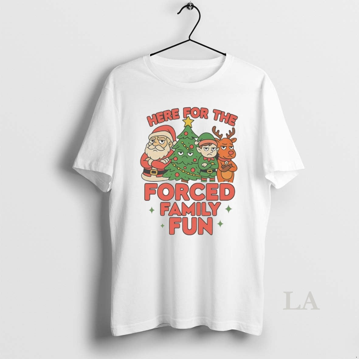 Original Santa Elf Reindeer Here For The Forced - Adult & Kids T-Shirts, Sweatshirts & Hoodies apparel design preview 1
