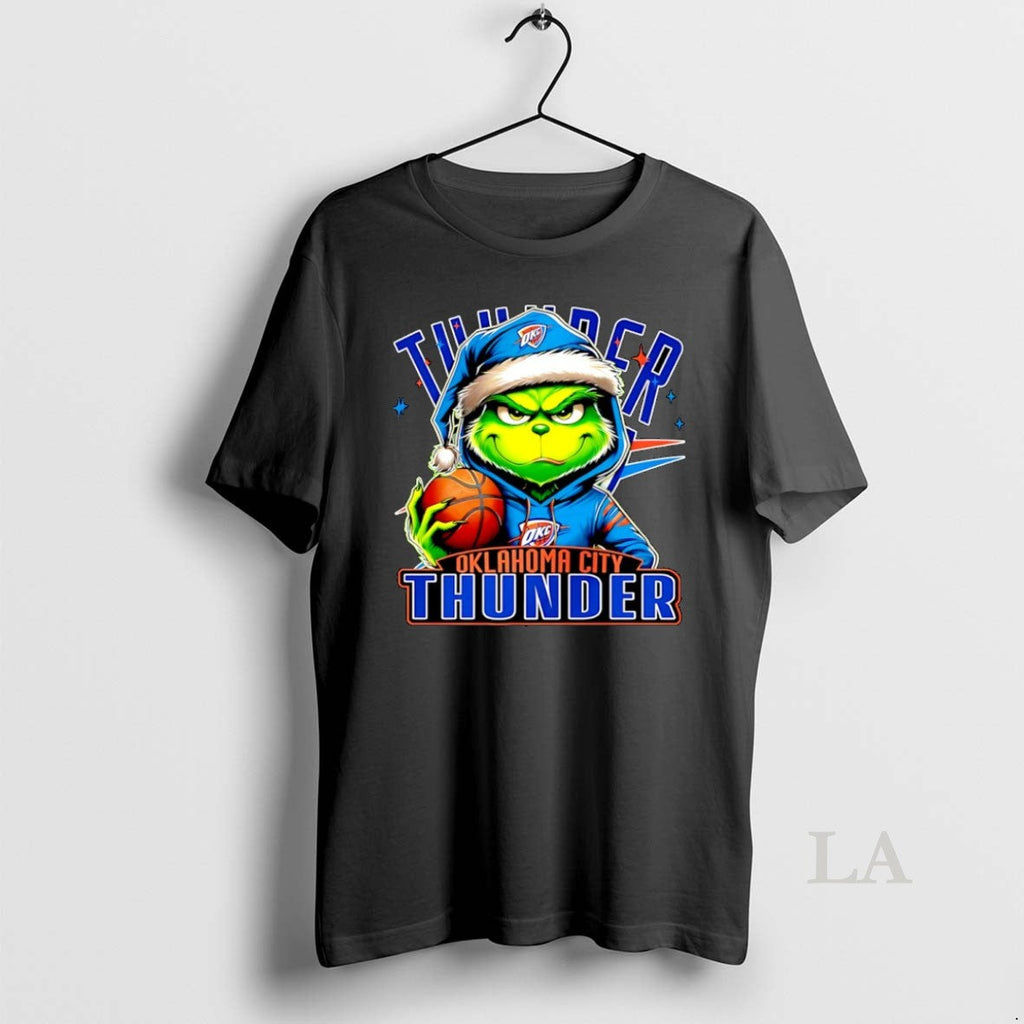 Original Santa Hat Grinch Oklahoma City Thunder Nba - Adult & Kids T-Shirts, Sweatshirts & Hoodies apparel design preview 1