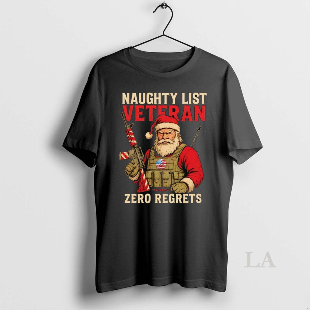 Original Santa Naughty List Veteran Zero Regrets - Adult & Kids T-Shirts, Sweatshirts & Hoodies apparel design preview 1
