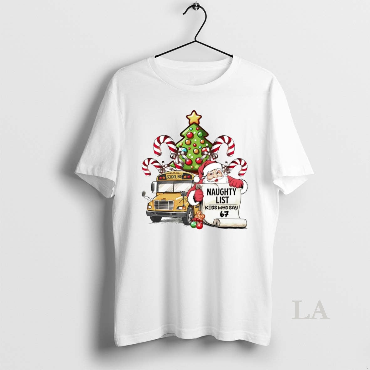 Original Santa School Bus Naughty List Kids Who Say 6 - Adult & Kids T-Shirts, Sweatshirts & Hoodies apparel design preview 1