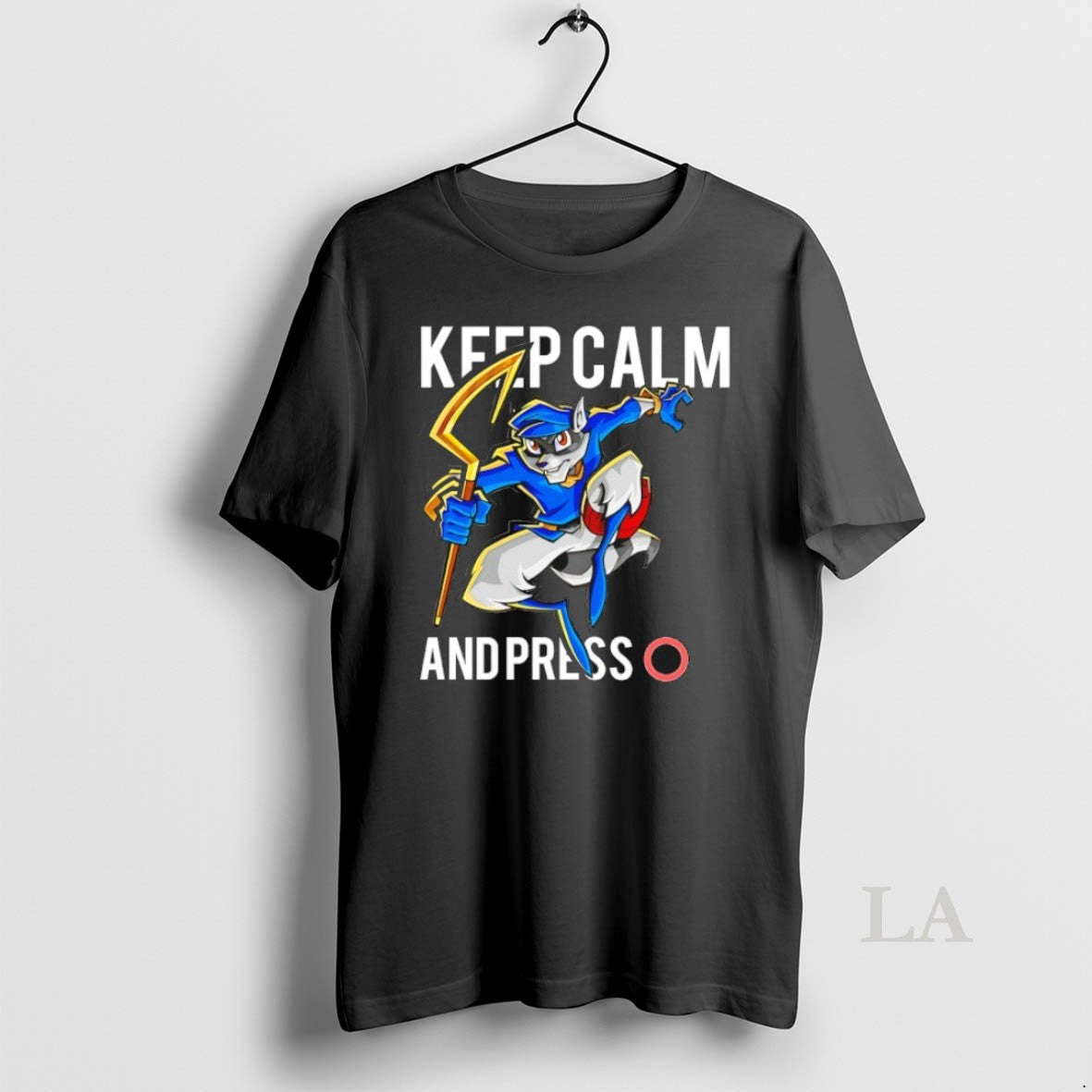 Original Sly Cooper Keep Calm And Press O - Adult & Kids T-Shirts, Sweatshirts & Hoodies apparel design preview 1
